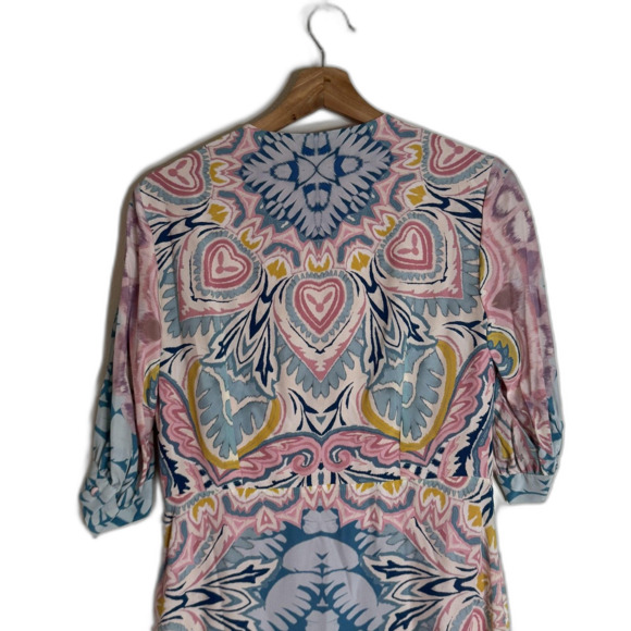 Etro ladies floral print boho butterfly keyhole midi silk dress size 44 us 10 - Picture 12 of 15